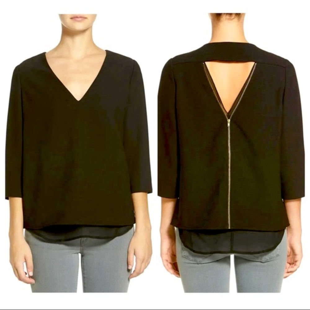 Cooper & Ella black open back zip blouse